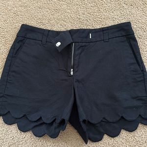 black scallop bottom shorts